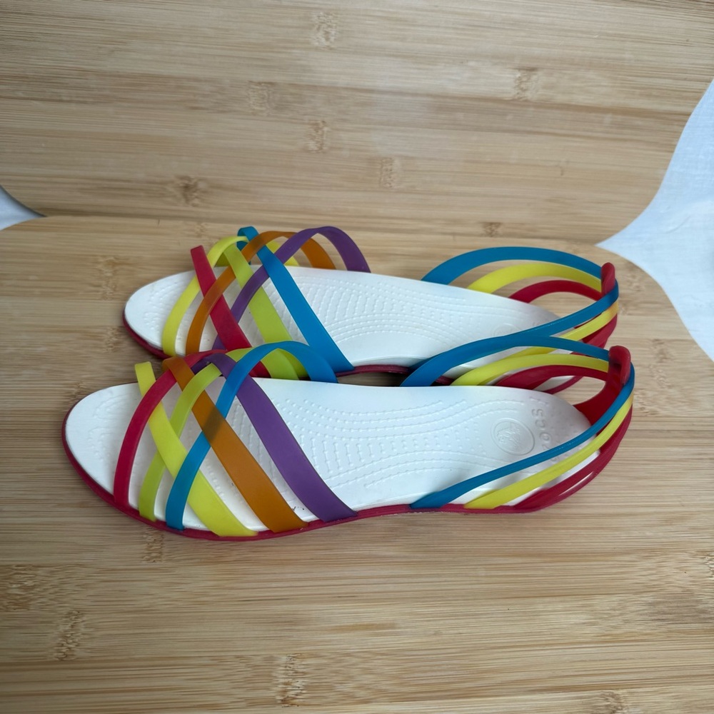 Crocs Isabella Rainbow Huarache Flat Jelly Sandal Women Size 7 Slip On - Picture 4 of 12